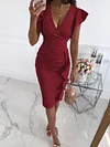 Flared Sleeves V-Neck Midi Dress