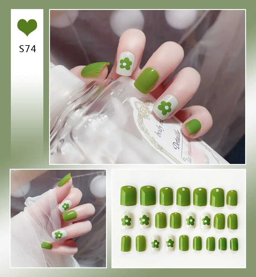Nail Art Fake Nails Short Tips Press on With Glue Coffin Stick Clear False Display Designs Set Full Cover Artificial Square Kiss-Nail Inspo