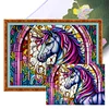 >SALE<Full Embroidery Cotton Thread 11CT Print Stain Glass Unicorn Cross Stitch60x45cm