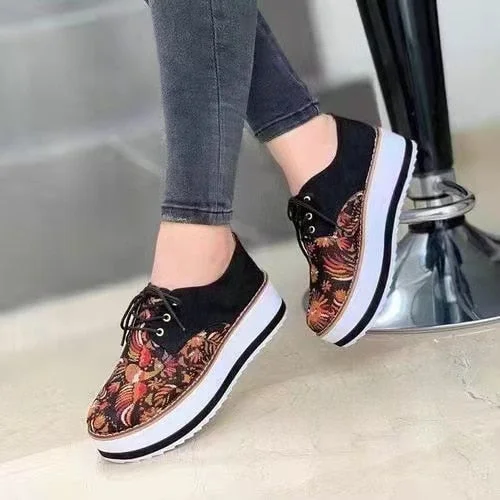 Women's Shoes 2021 Trendy Size 43 Flats Women Casual Platform Shoes Woman Socofy Lace Up Loafers Shoes Zapatillas Mujer