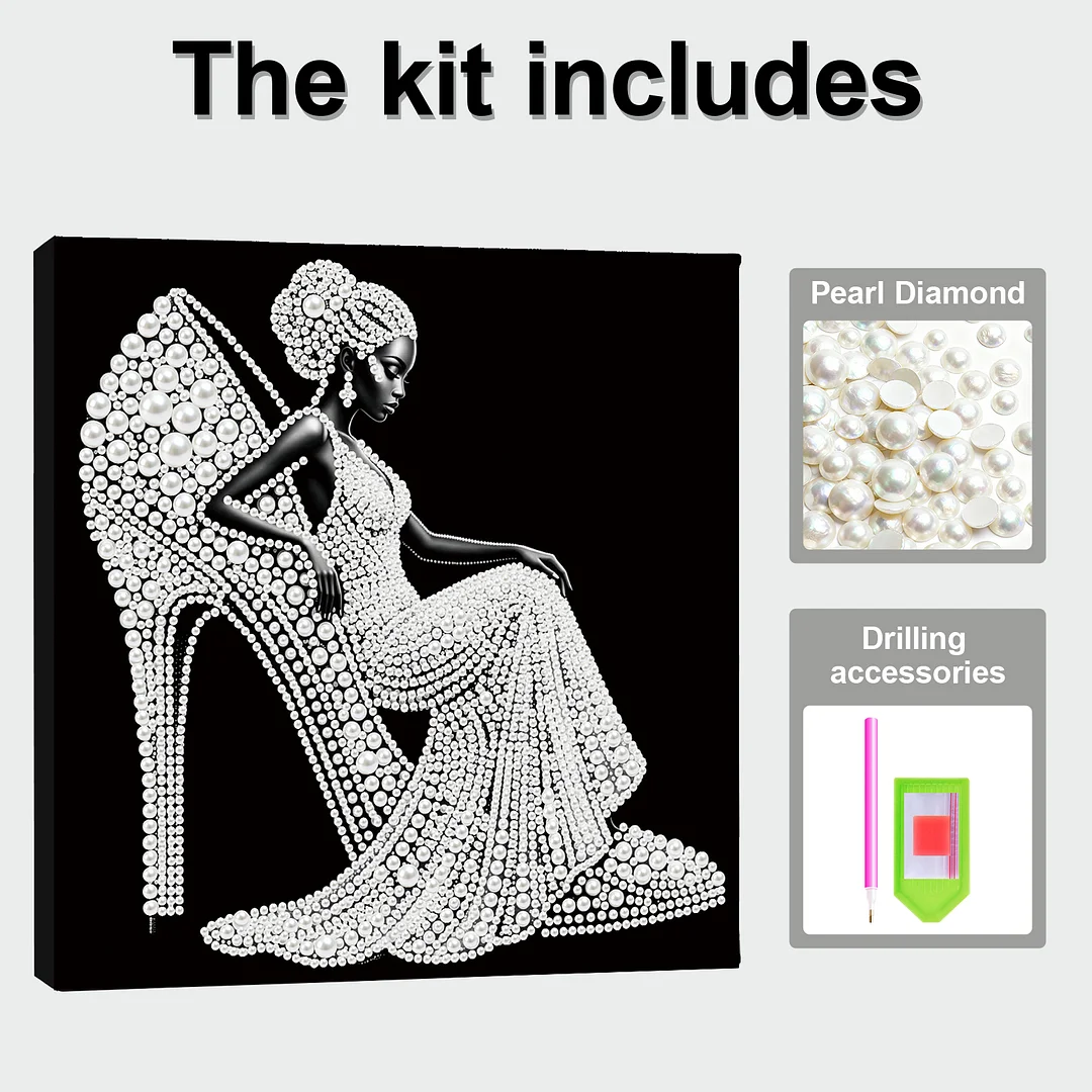 Girl In High Heels - DIY Pearl Diamond Art Kit With Frame 25*25cm