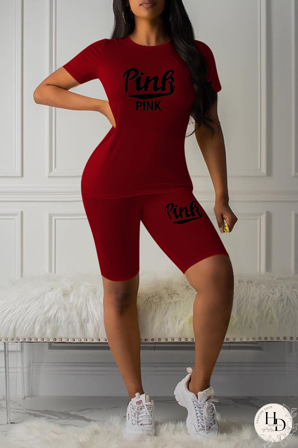 Black Sexy Print Patchwork O Neck Short Sleeve Two Pieces