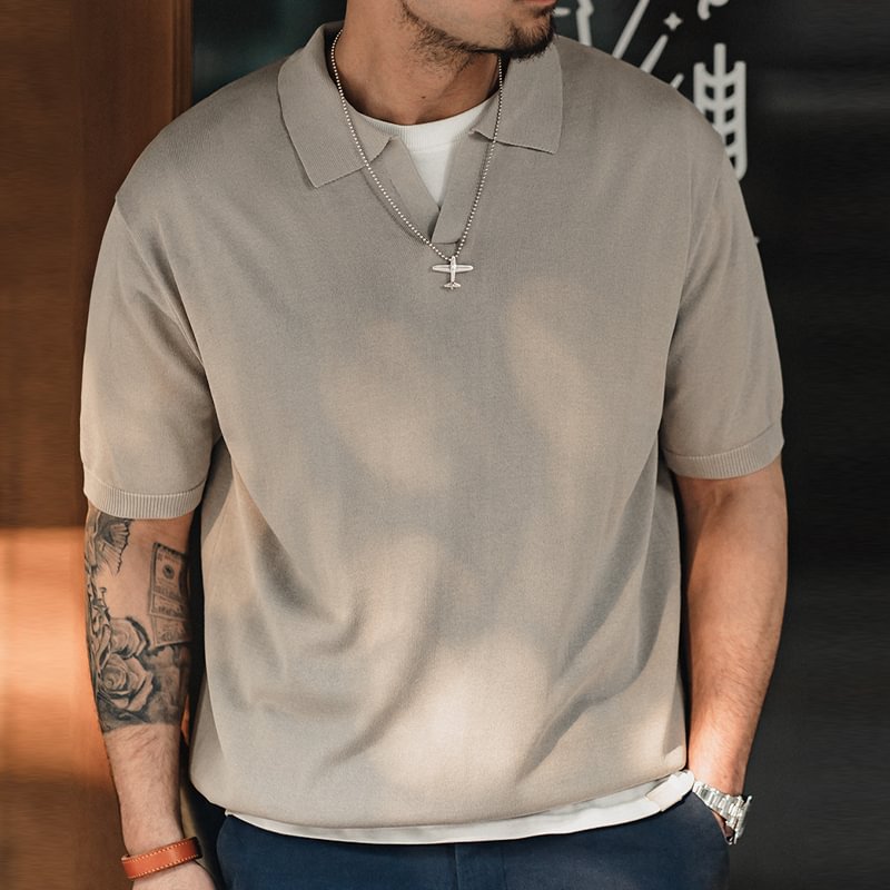 classic lapel loose casual polo shirt