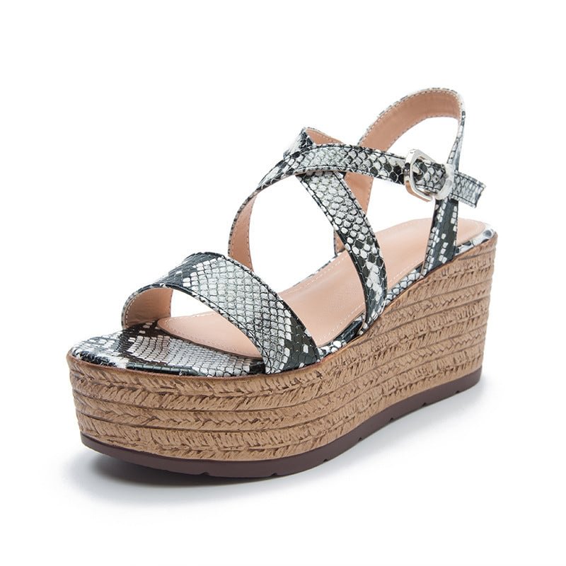Snake Pattern Thick Soles Sandals