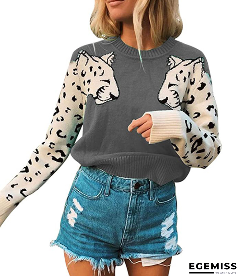 Casual Colorblock Leopard Head Blouse Sweater | EGEMISS