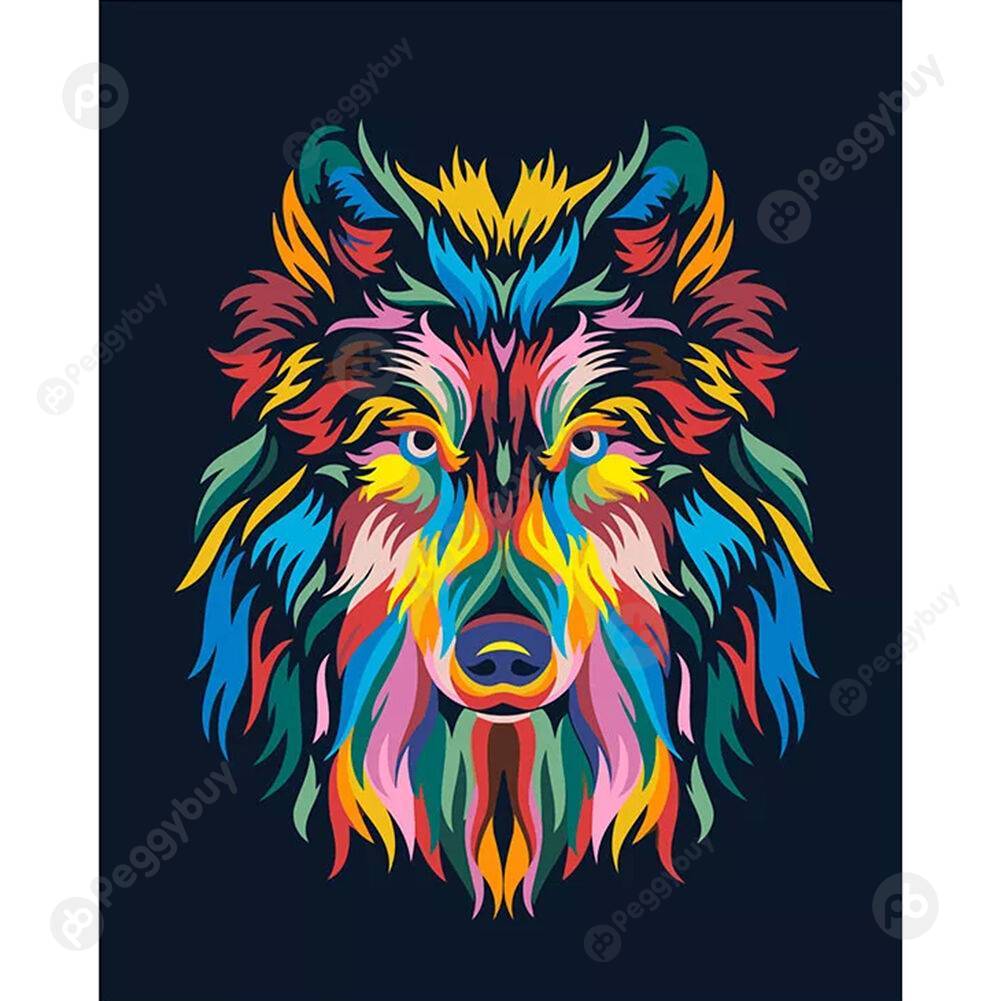 

40*50CM Paint By Numbers-Hairy Wolf Head, 501 Original