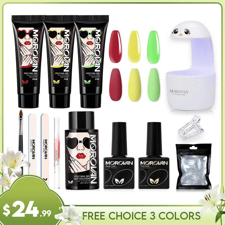 Free Choice 3 From 100+ Colors Poly Gel Beginner Kit