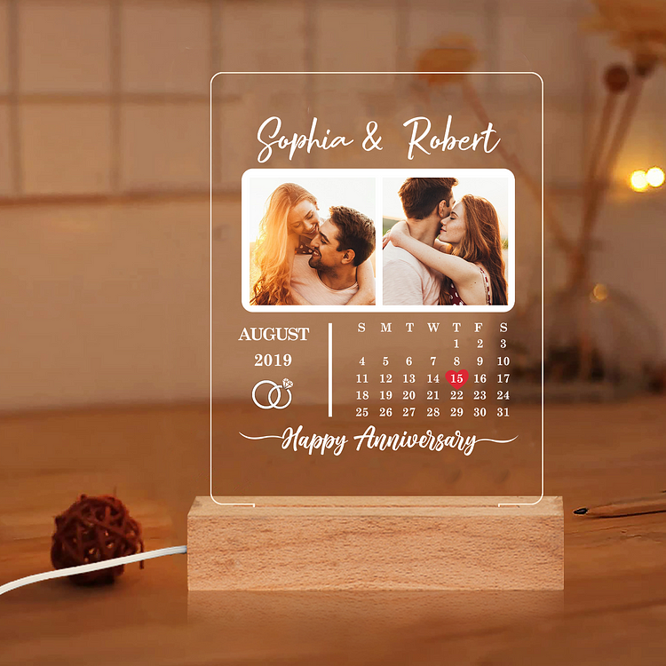 Photo-Personalized Couple Frame Custom Names LED Night Light Anniversary Gift For Couple