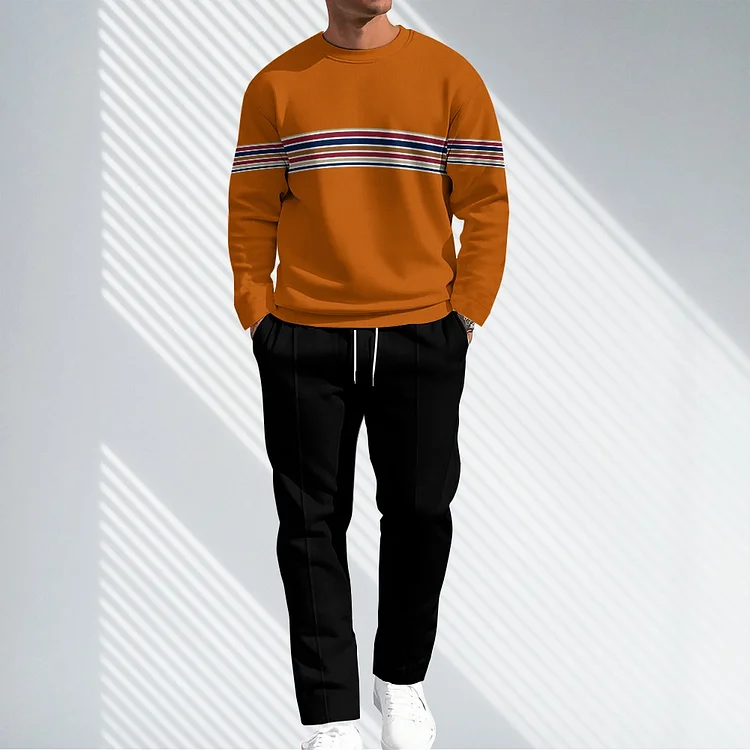 Men Causal Printed Hoodied and Pants Suit