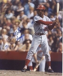 BOBBY TOLAN CINCINATTI REDS 70 NL CHAMPS ACTION SIGNED 8x10