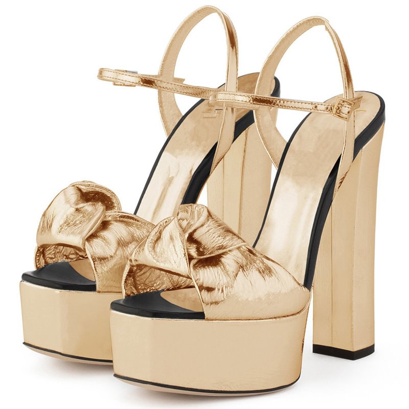 Women's Summer Plus Size Waterproof Platform Thick High Heel Peep Toe Sandal Buckle Shoes Novameme