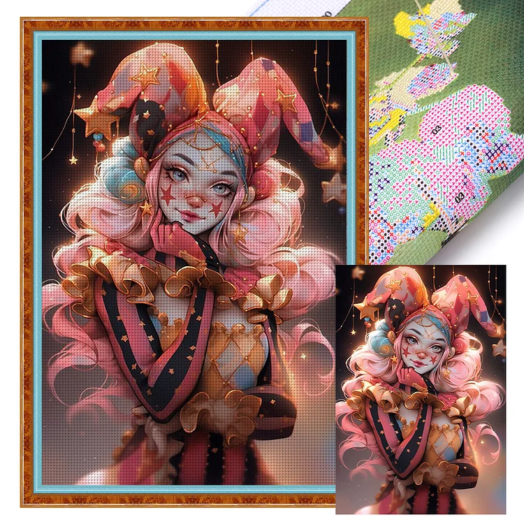 【Yishu Brand】Clown Girl 11CT Stamped Cross Stitch 40*60CM