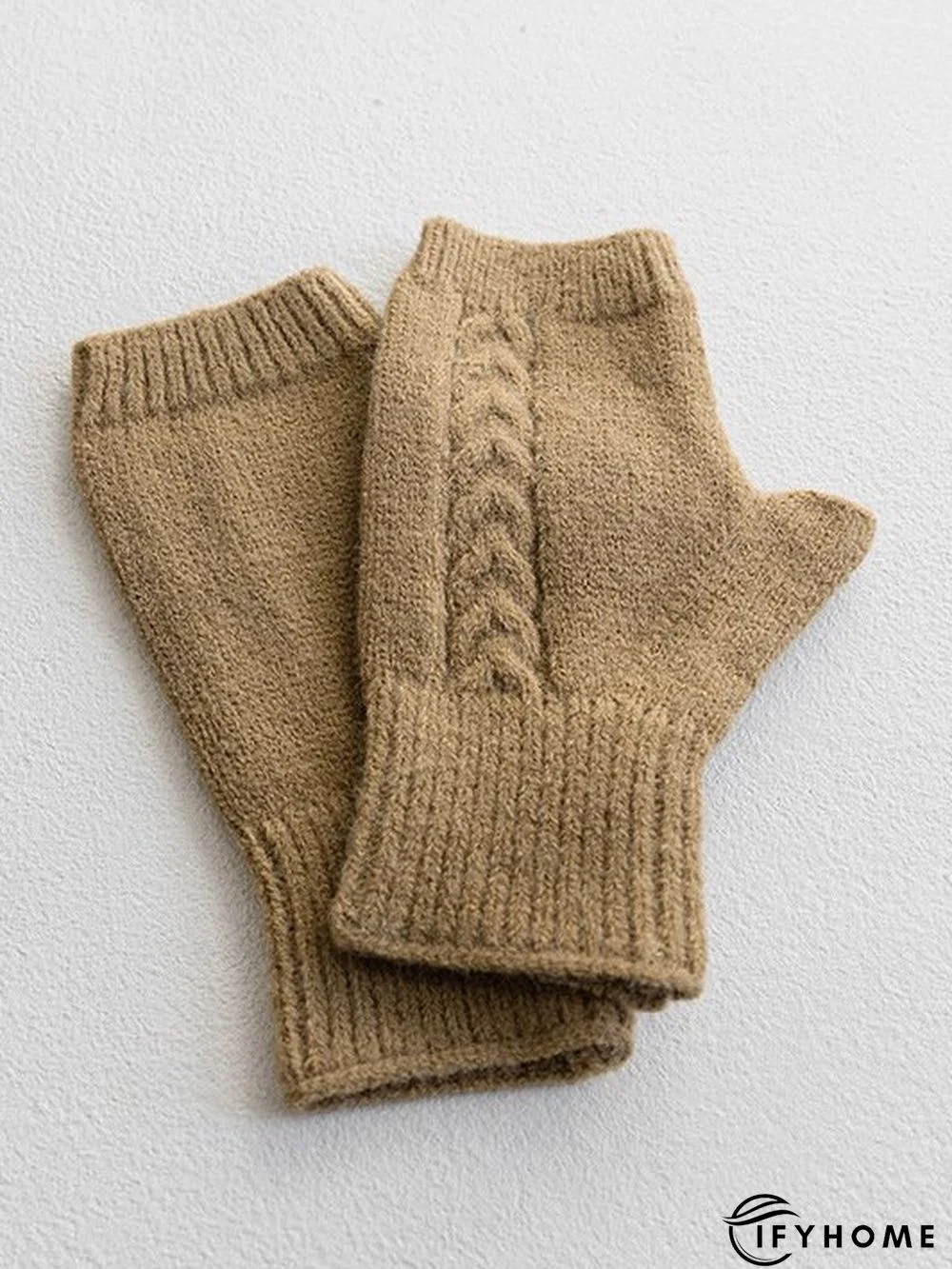 Casual Twist Pattern Thickened Half Finger Gloves Autumn Winter Warm Accessories | IFYHOME
