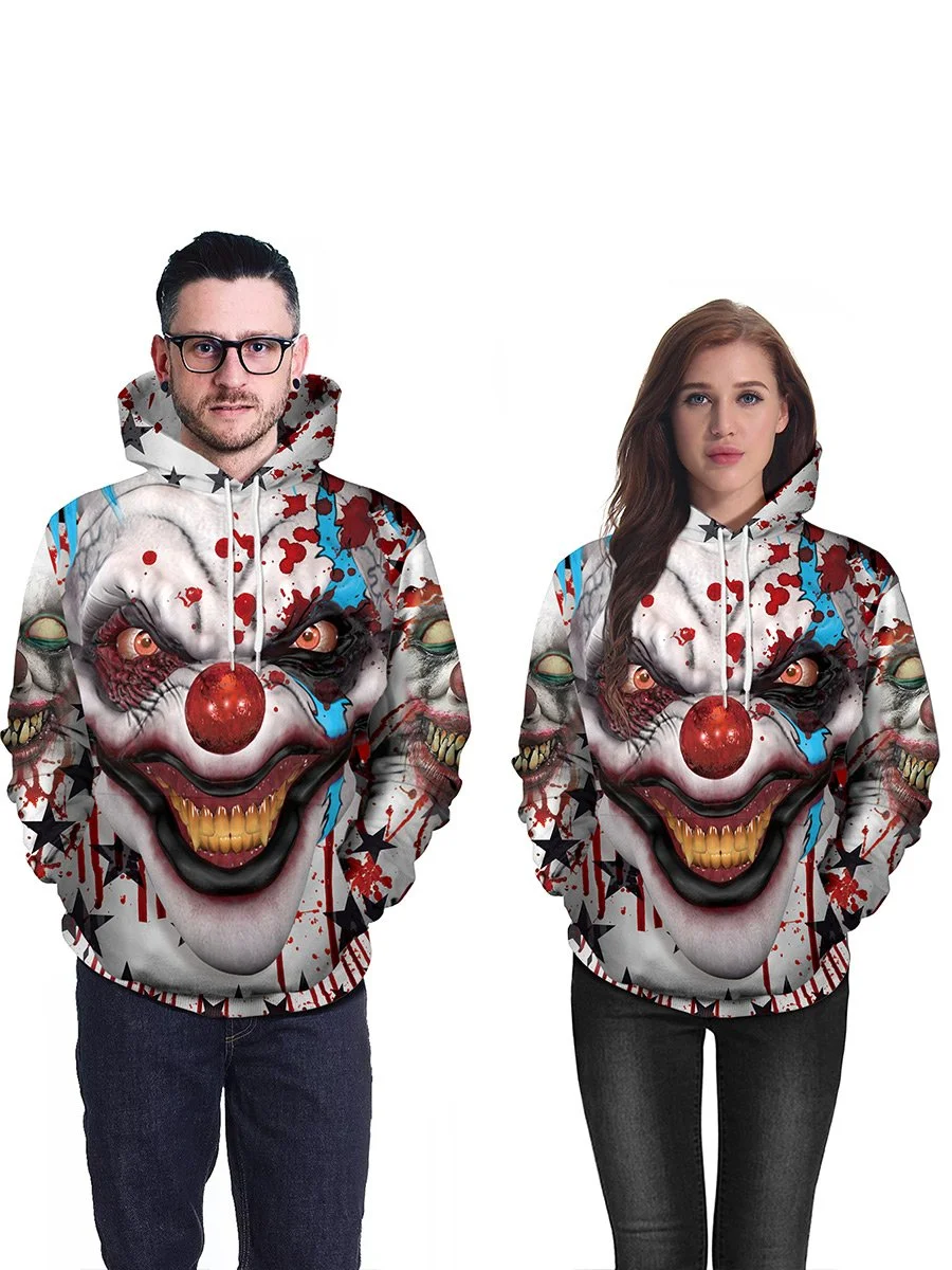 Couple Halloween Costumes 3D Joker Digital Print Hoodie