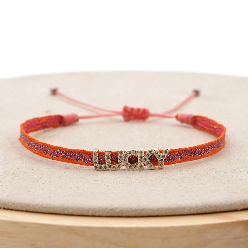 1 Piece Fashion Letter Devil’s Eye Copper Knitting Inlay Zircon Bracelets