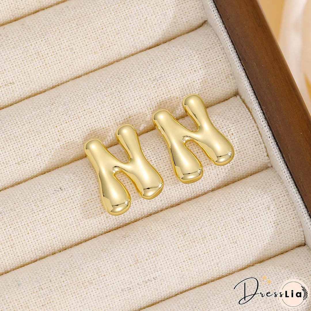 18K Gold-Plated Bubble Letter Stud Earrings