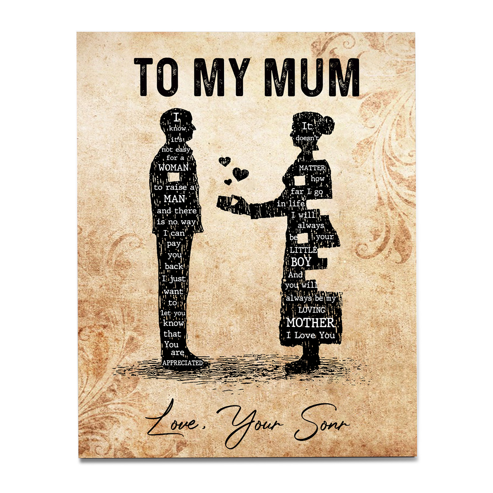 To My Mum Wooden Plaque Mother & Kid Silhouette Home Decoration Mother's Day Gifts - You Will Always Be My Loving Mother-Jessemade AU