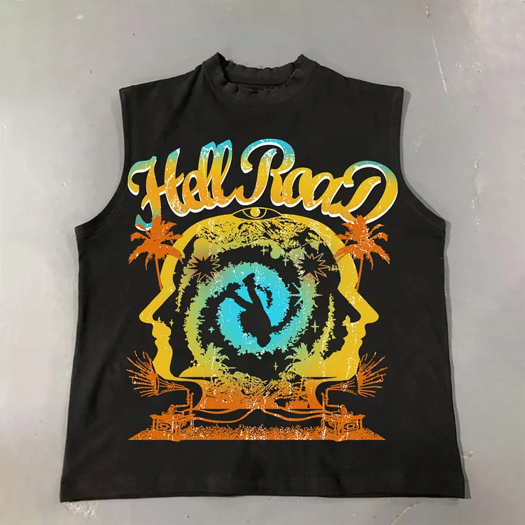 Street Hell Road Summer Color Portrait Graphic Print Cotton Tank Top