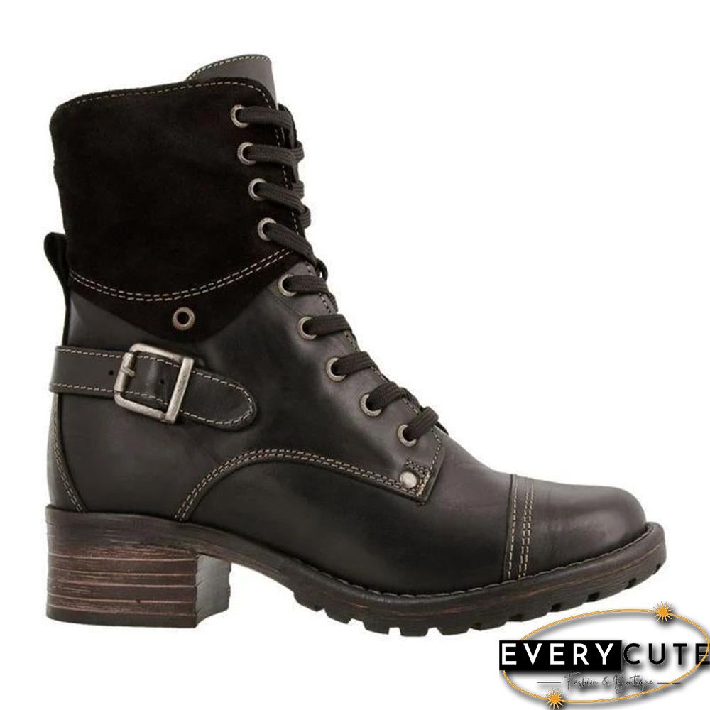 Classic Motorcycle Lace Up Ankle Boots
