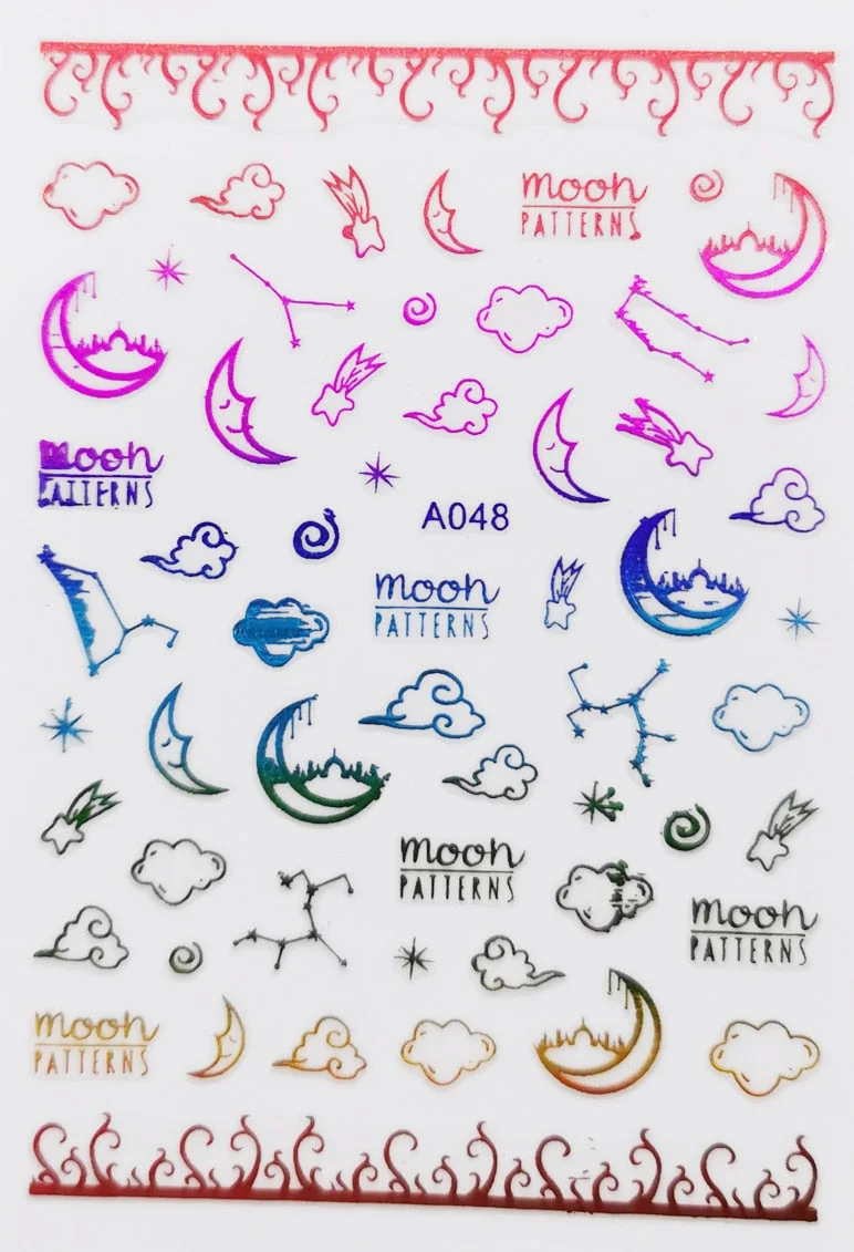New Arrive Nail Art Sticker Decal Decoration Glow In Dark Butterfly Nail Stickes Back Glue Moon Manicure Sticker on Nails Design