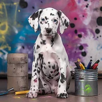 Playful Puppy with Paint - Diamond Painting