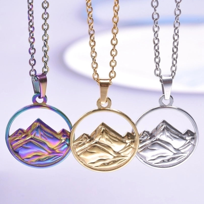 304 Stainless Steel 18K Gold Plated Basic Minimalist Classic Style Plating Mountain Pendant Necklace