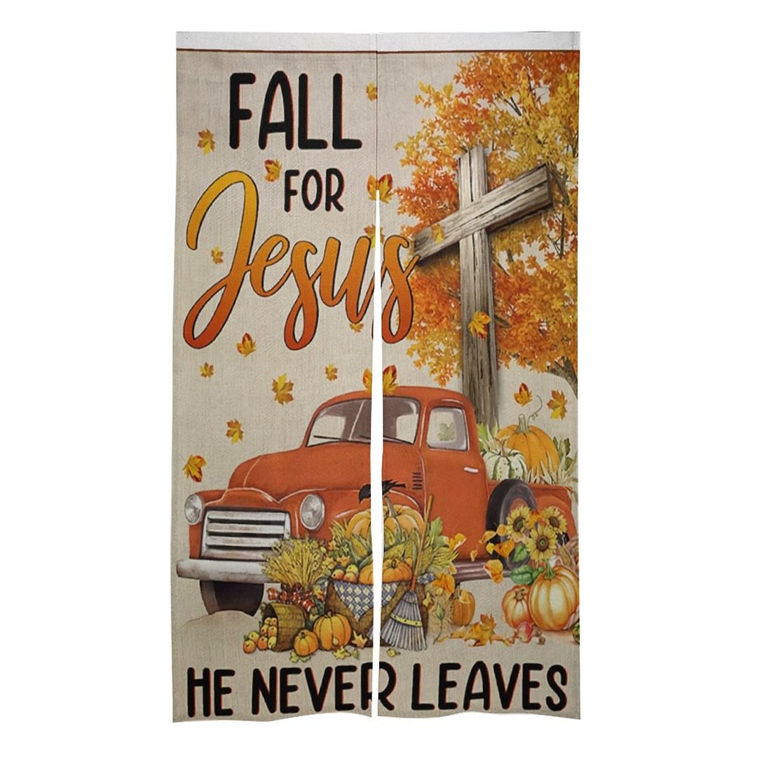 Jesus Never Leaves Door Curtain