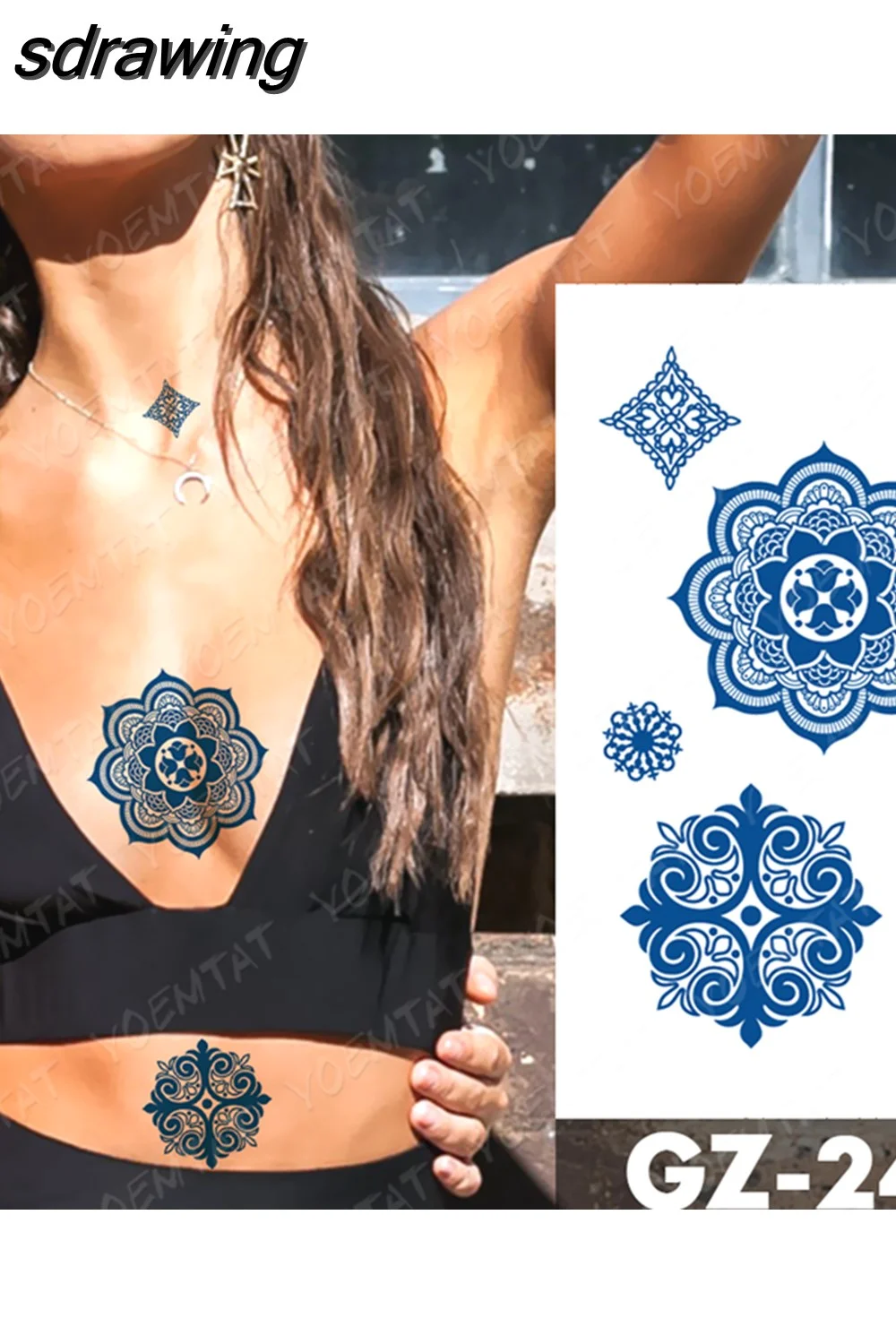 sdrawing Ink Tattoos Body Art Lasting Waterproof Temporary Tattoo Sticker Rose Flower Pearl Tatoo Arm Fake Butterfly Peony Tatto