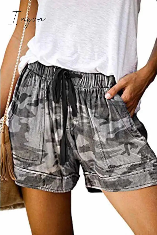 Ingvn - Summer Loose Print Shorts S / Camouflage Bottoms