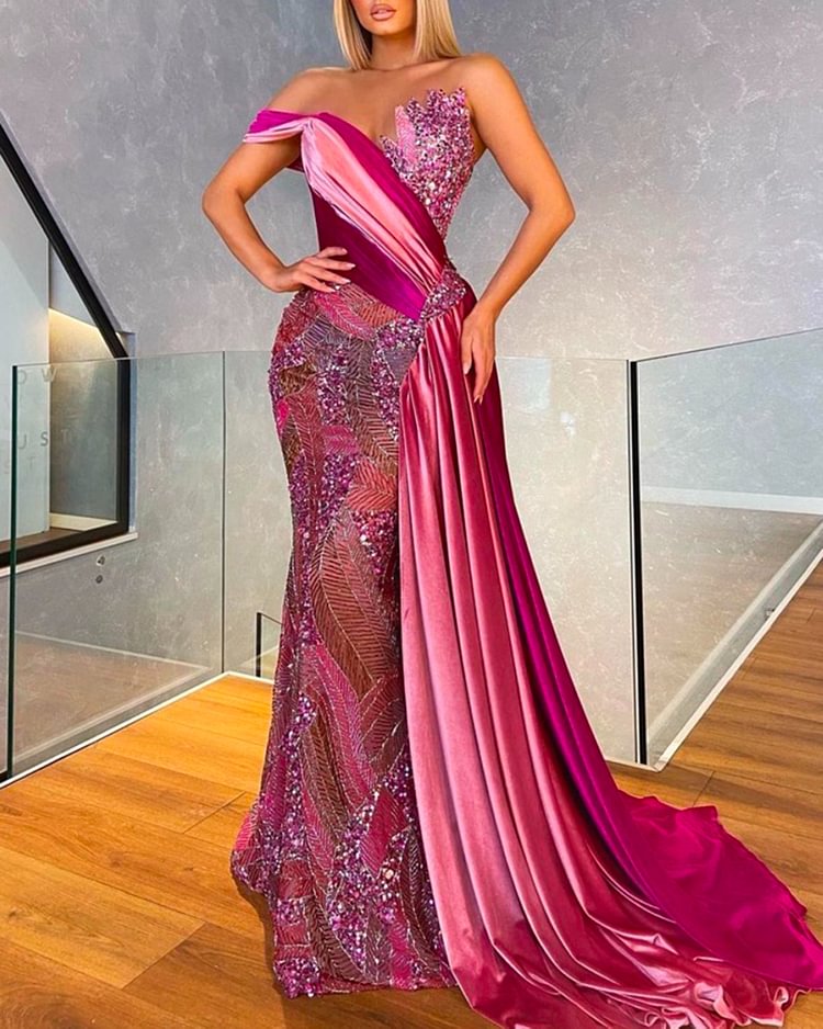 Women's Solid Color Sequins Dress