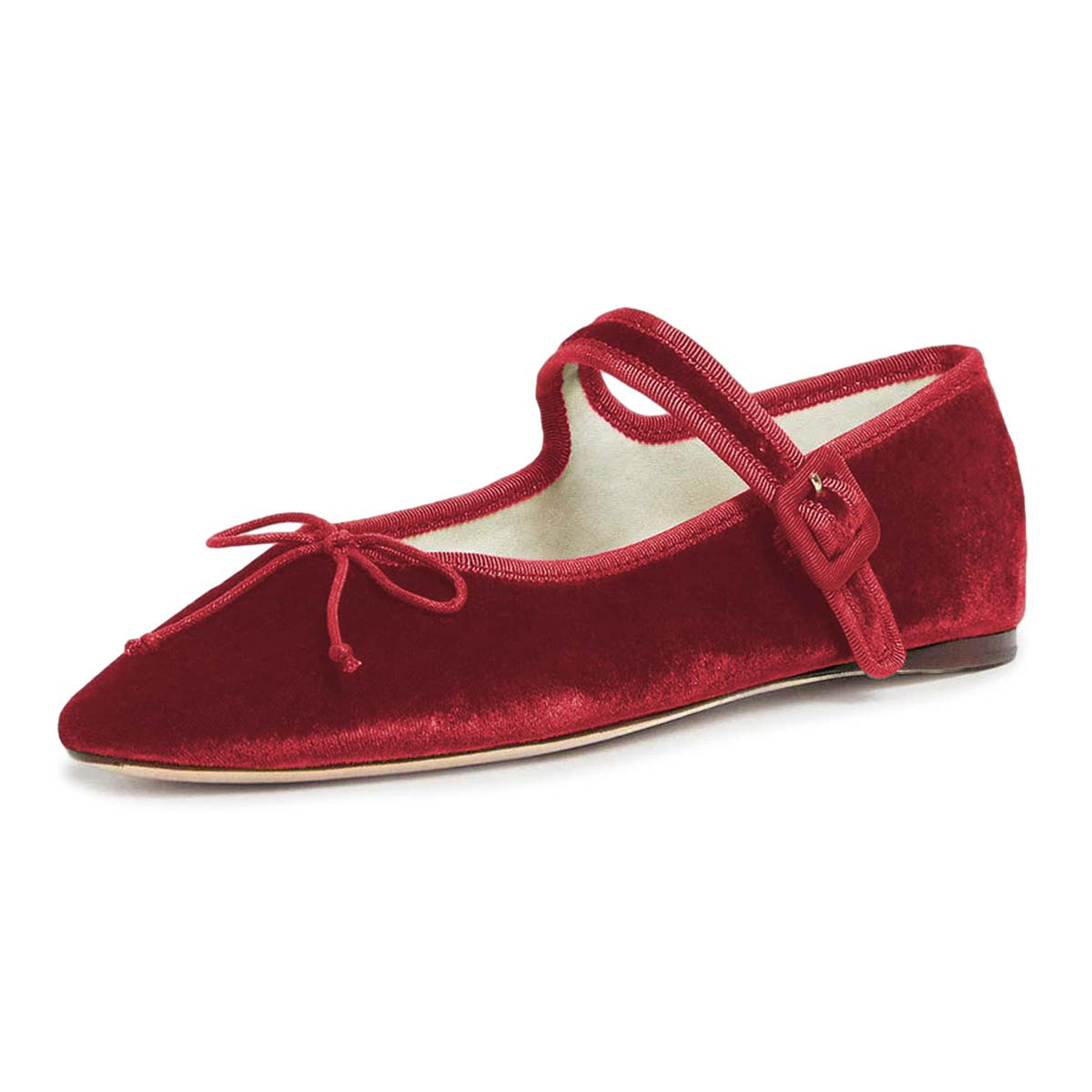 Red Bow Tie Buckle Strap Round Toe Slip-On Mary Jane Shoes for Women Nicepairs