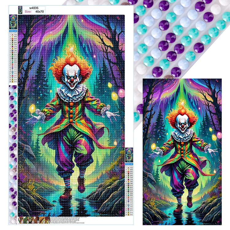 Horror Clown Halloween 40*70CM (Canvas) Full Round Drill Diamond Painting gbfke