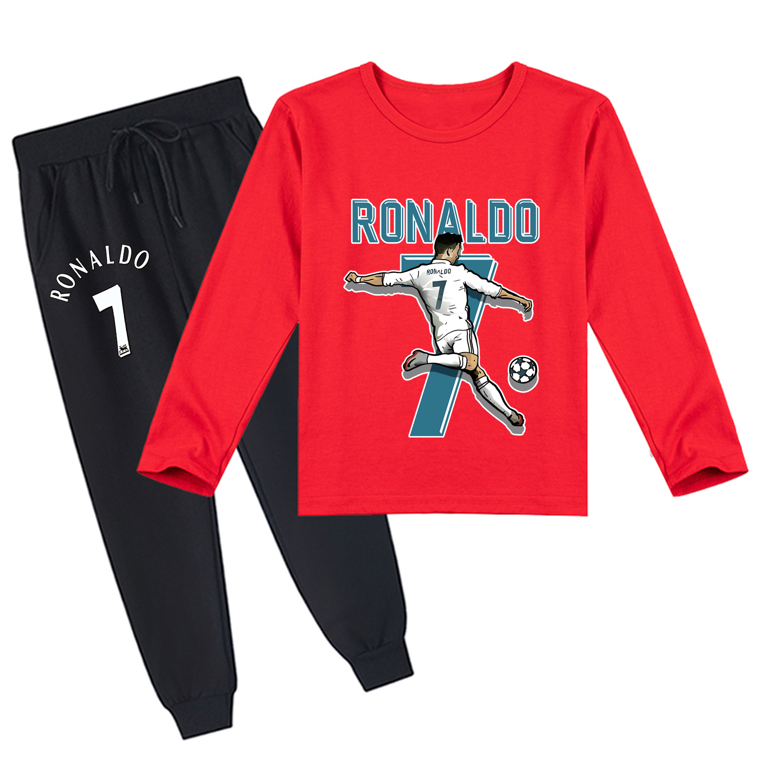 Mayoulove Cristiano Ronaldo Long Sleeve T-Shirt Set for Boys  Girls - Cool Sportswear, Trendy Fashion, Soccer Fan Gear-Mayoulove