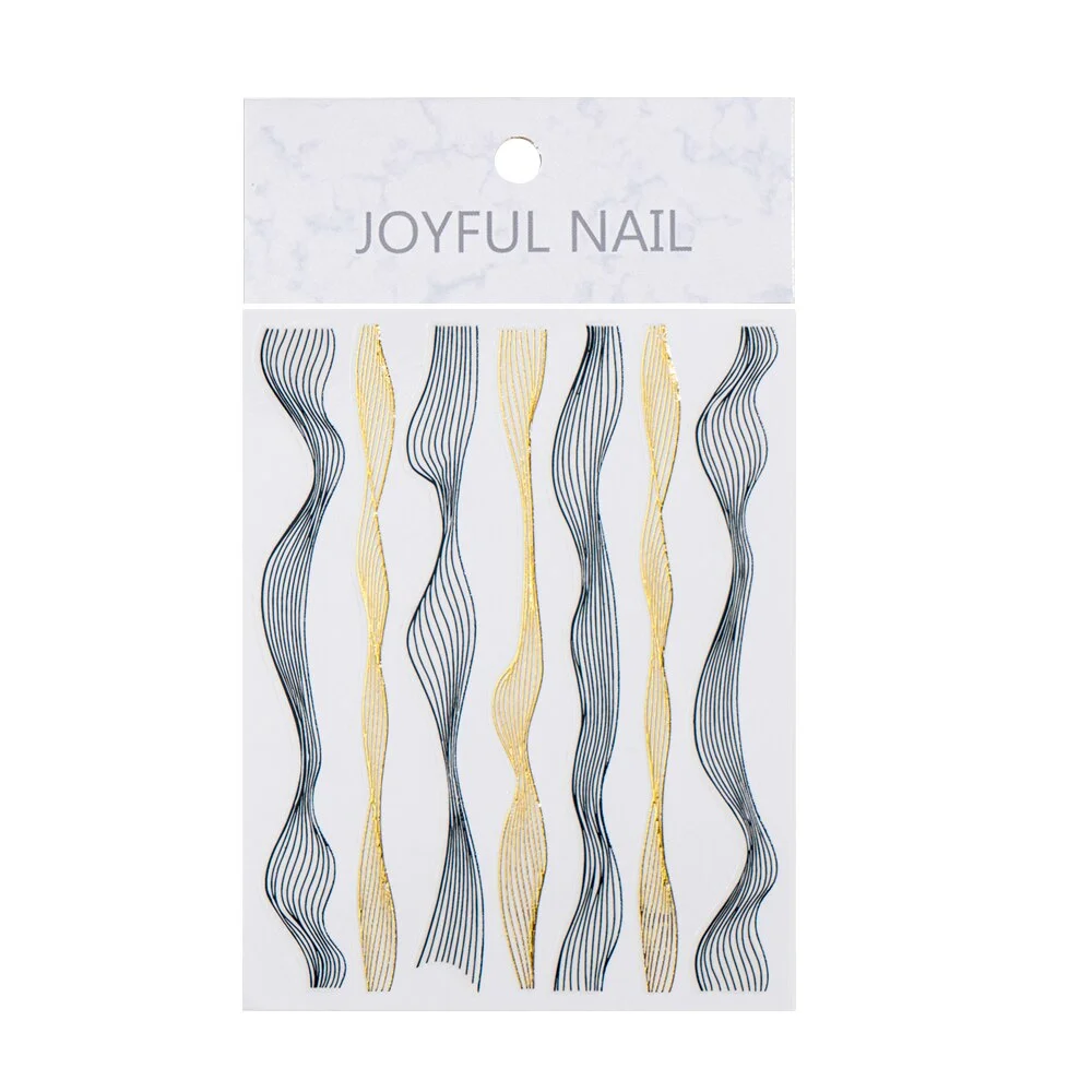 Fashion Nail Sticker Gold Silver Metal Curve Strip Lines Adhesive Striping Tape Multi-style Decals Sticker for Manicure Design