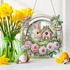 Easter Bunny DIY 2D Flat Acrylic Double Sided Diamond Painting Hanging Pendant