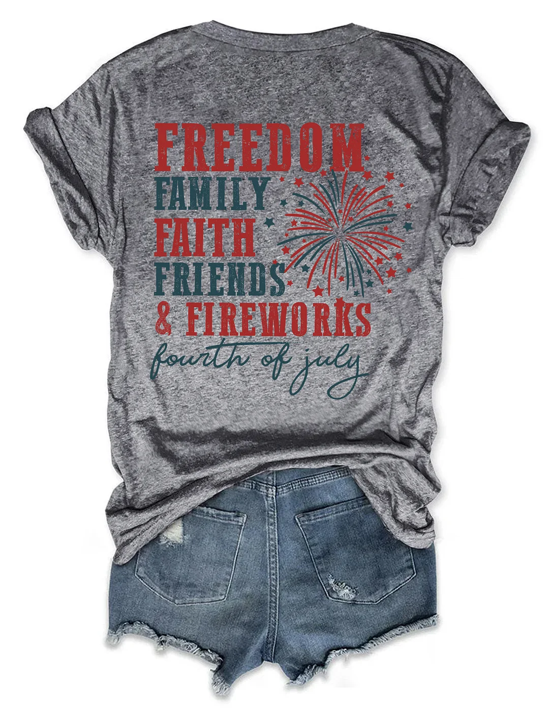 Freedom Family Faith Friends Fireworks T-Shirt
