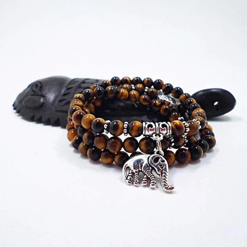 Tiger Eye Elephant Protection Courage Strength Bracelet