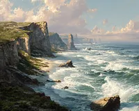 Coastal Cliffs and Waves - Diamond Painting