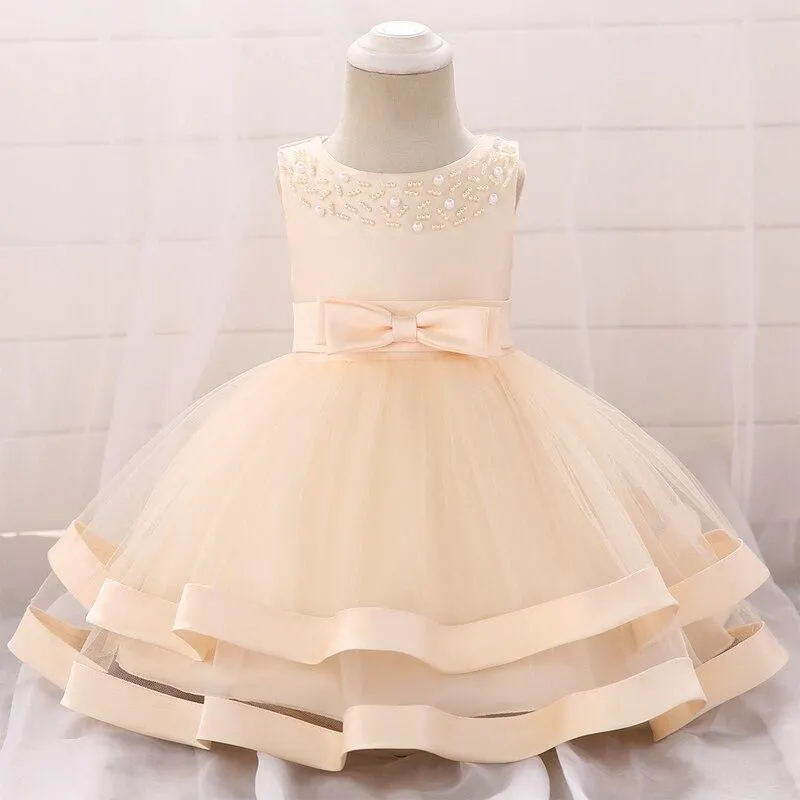 2021 Summer Pageant  Infantil 1st Birthday Dress For Baby Girl Baptism Clothes Floral Princess Dresses Toddler Party Wedding
