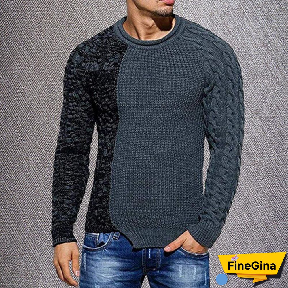 Autumn And Winter New Casual Men's Low Round Collar Sweater