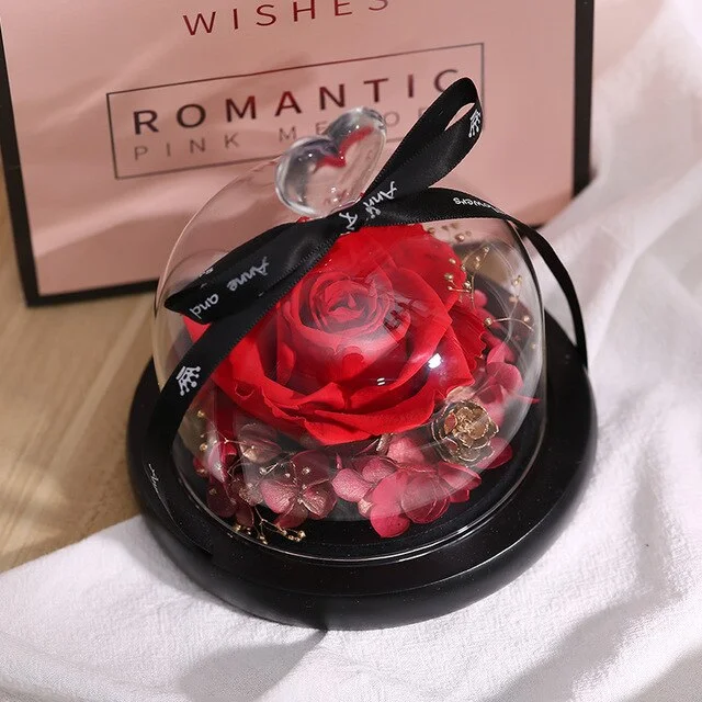 Wedding Gift Valentines Day Gift Crystal Glass Rose Artificial Flower Mother's Day Gift for Girlfriend Wedding Gifts for Guest