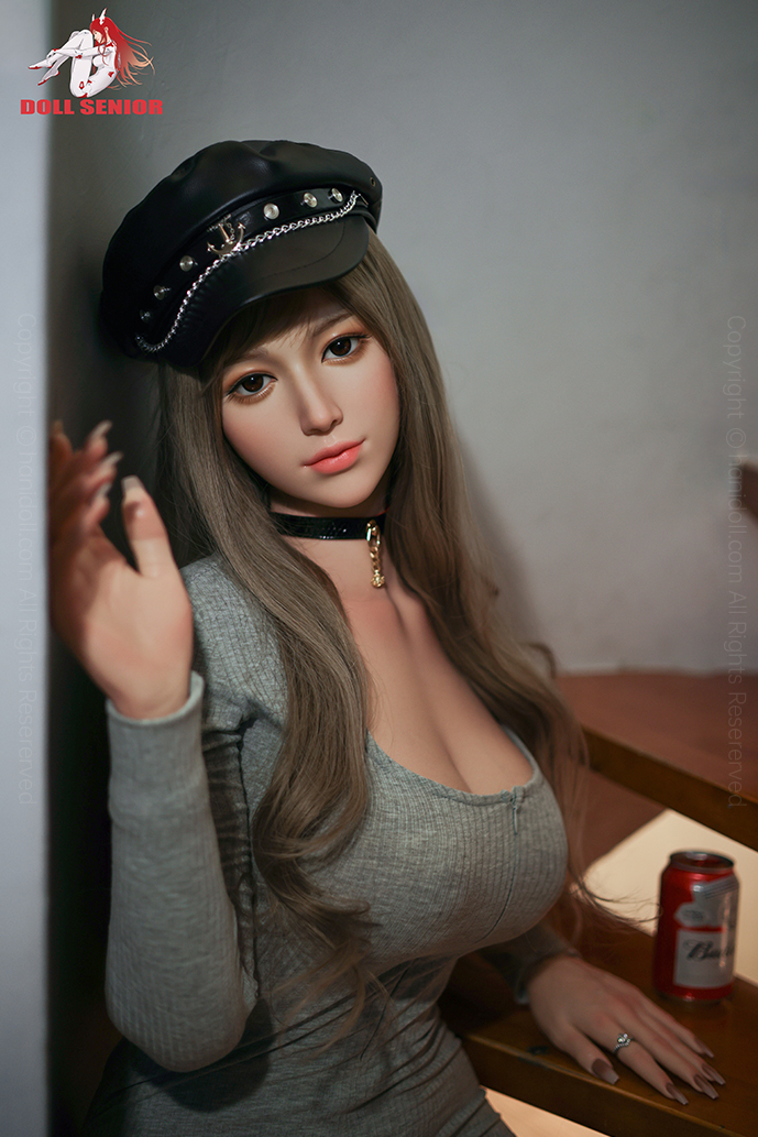 Doll Senior 158cm Hyperrealistic Silicone Lady Doll with Brown Hair & Grey Jumpsuit H4726 Doll Senior‌ HANIDOLL