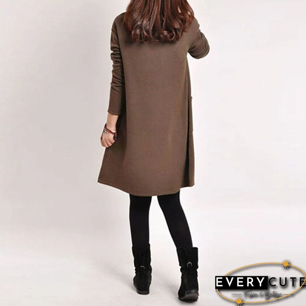New Fashions Womens Loose Long Sleeve Top Blouse T-Shirt Tunic Mini Maxi Dress Kaftan