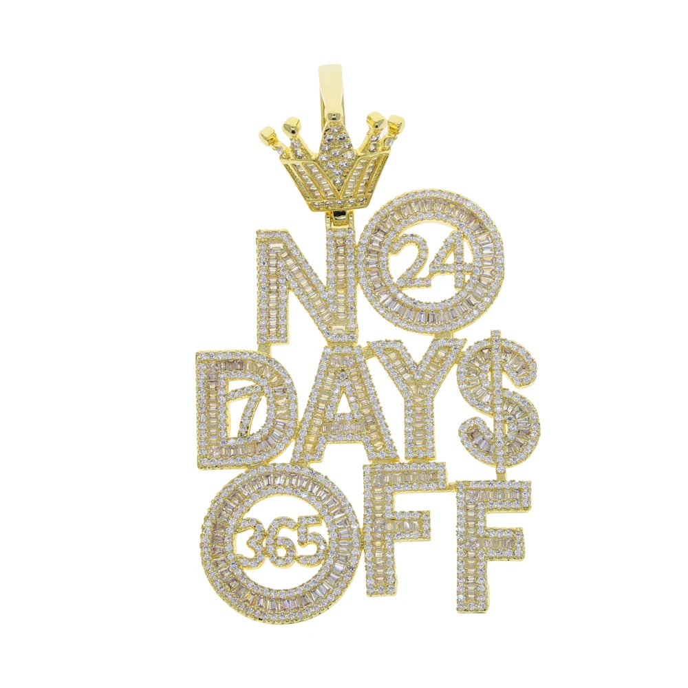 Bling Crown Letters NO DAYS OFF Pendants