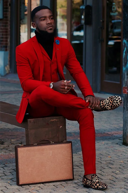Fashion Notched Lapel Red Formal Prince Suit For Groom | Ballbellas Ballbellas