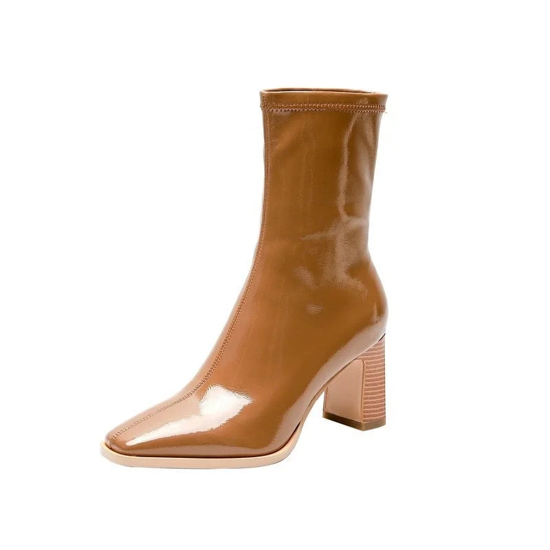 Fashion Black Sexy Ankle Boots Women High Heels Shoes Ladies Thigh High Boots Spring Leather Long Boots Female Shoe Botas Mujer