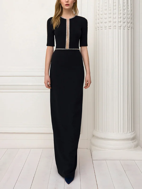 Round Neck Solid Color Maxi Dress