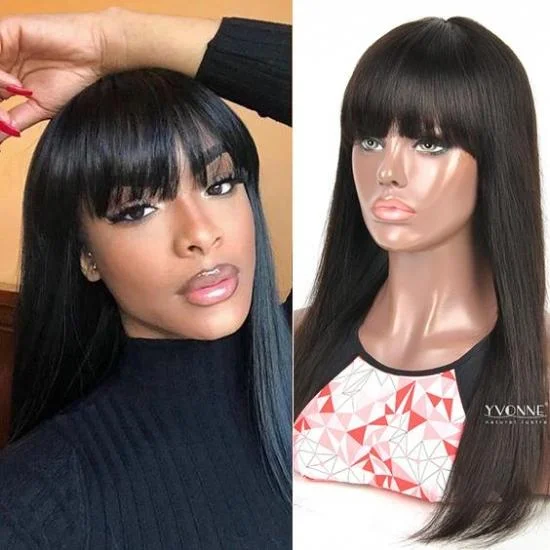 YVONNE Natural Straight Full Machine Made Wig With Bang