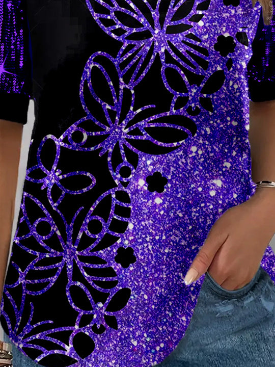 Women Half Sleeve V-neck Solid Color Dress