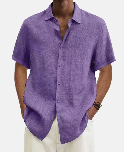 Daily Linen Button Solid Short Sleeve Shirt 